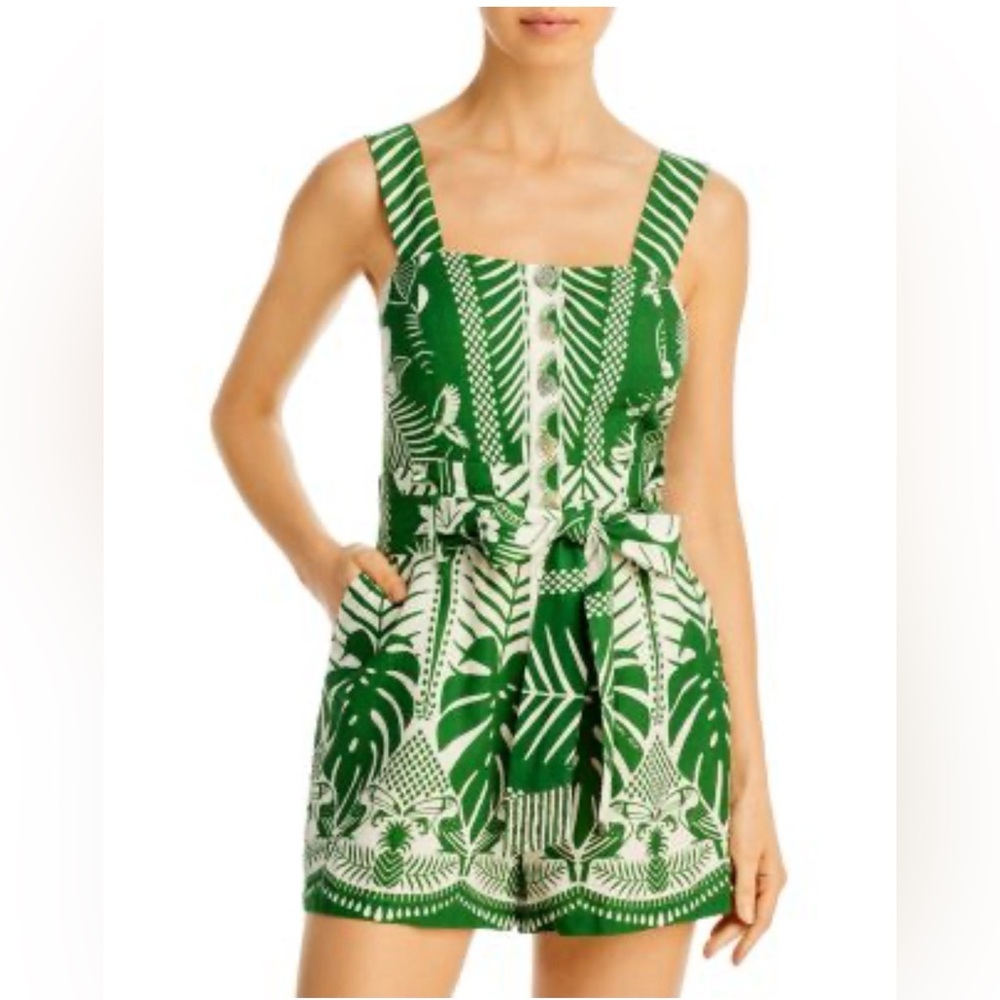 FARM Rio Tropical Green and White Jumpsuit